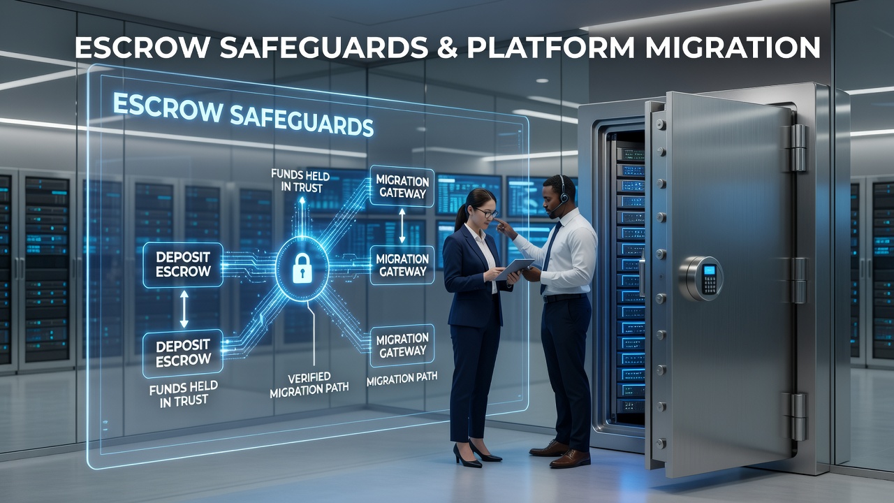 Secure escrow protocols in digital wagering platform transitions
