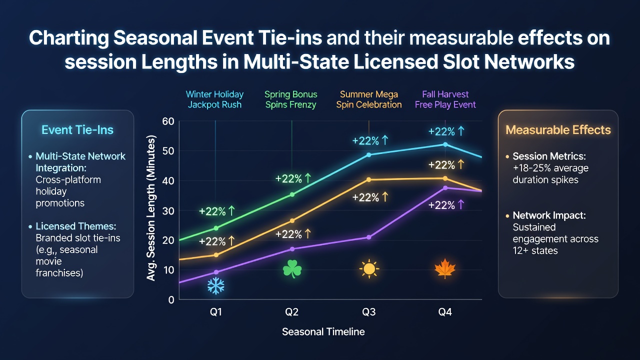 Dashboard displaying seasonal slot event data across multiple states with session length metrics highlighted