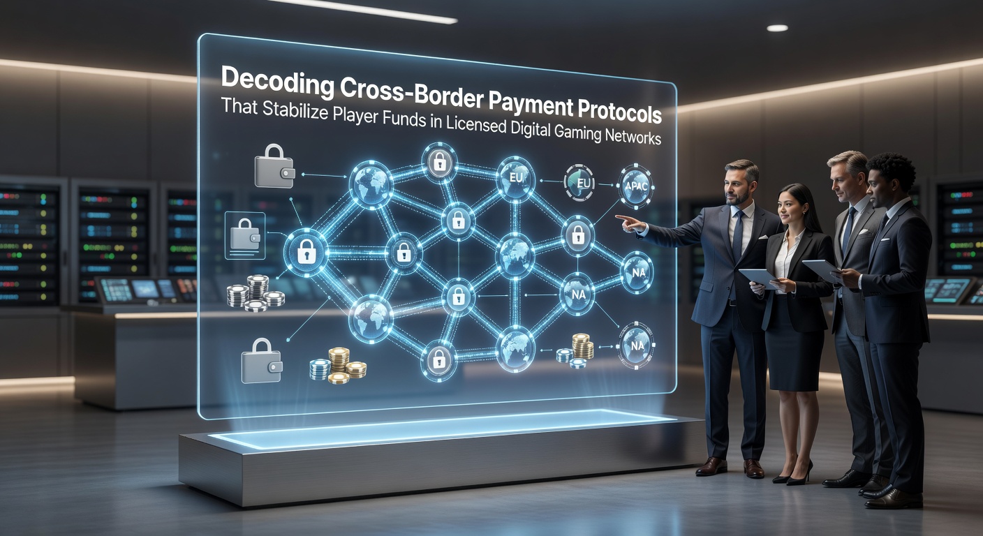 Cross-border payment infrastructure diagram showing secure transaction flows between licensed gaming platforms and international financial networks