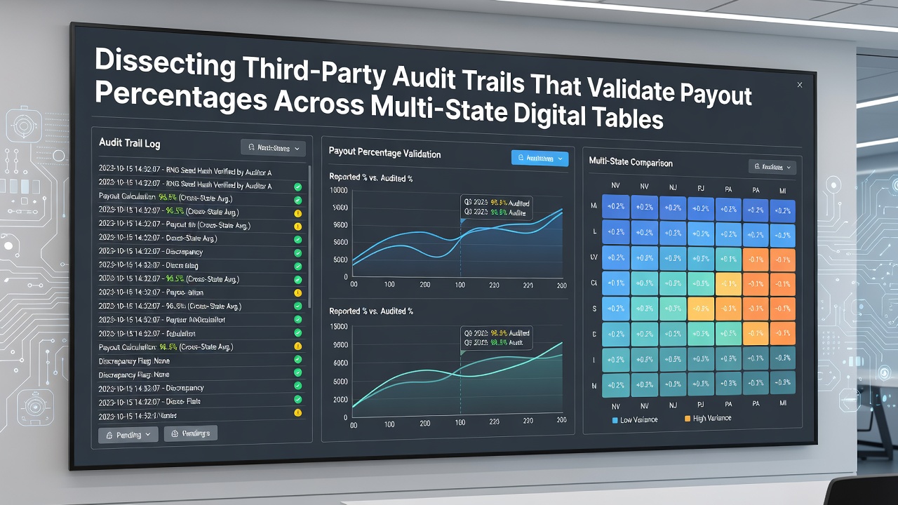 Detailed audit logs and payout verification charts for multi-state casino networks