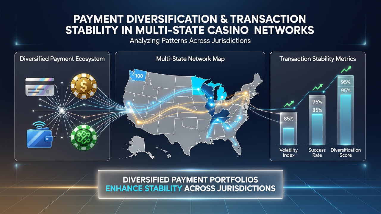 Overview of payment processing systems connecting casino networks across multiple states