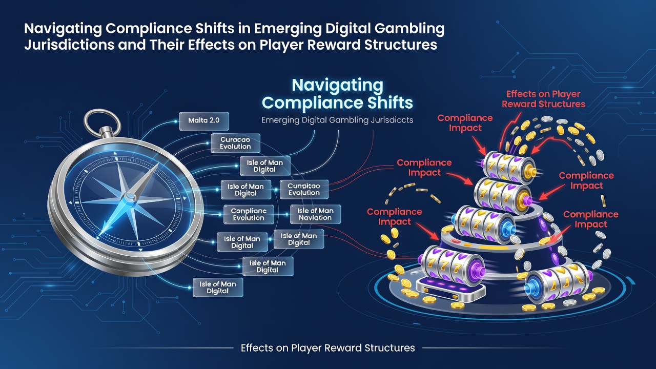 Regulatory documents and digital gambling interface showing compliance updates in emerging markets