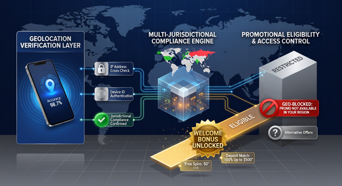 Casino app interface showing geolocation check during promotional redemption process