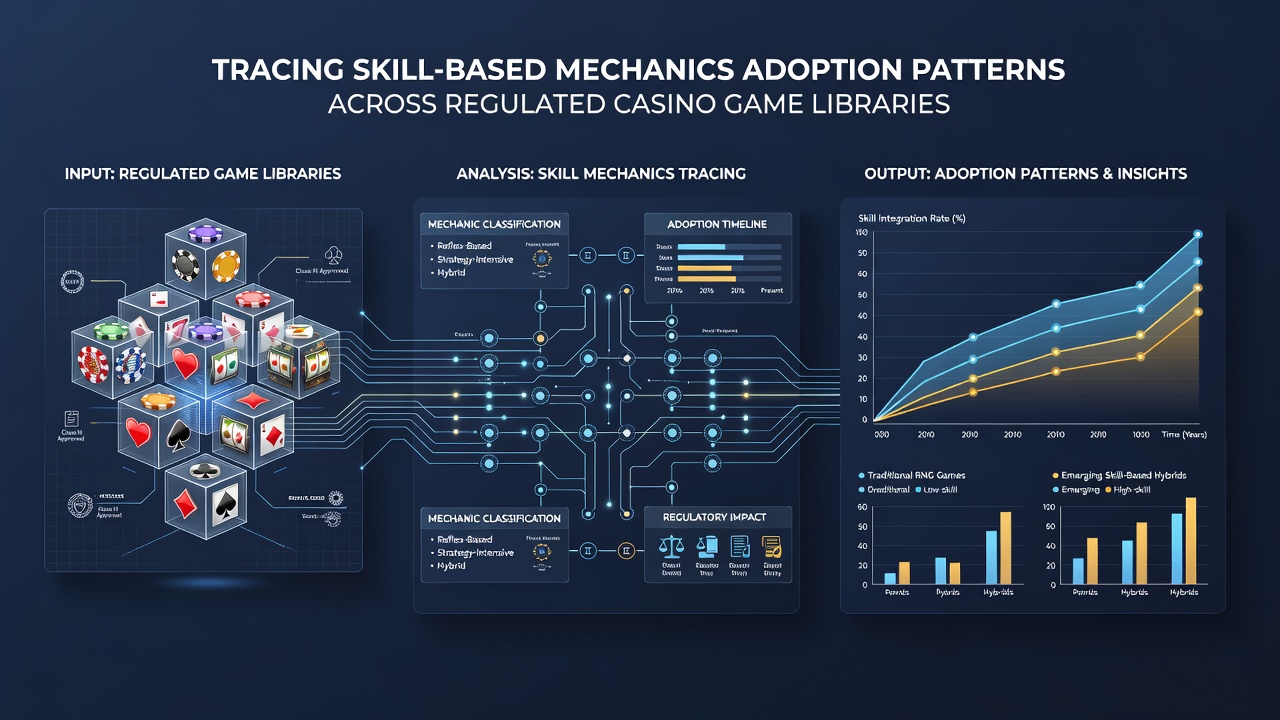 Detailed view of adoption metrics across jurisdictions with charts comparing skill-based game percentages in Nevada, Ontario, and Michigan libraries