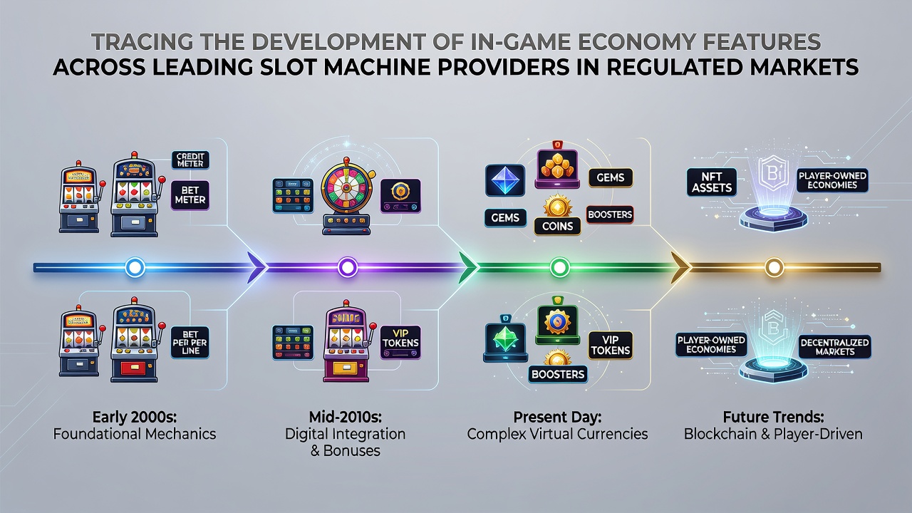 Modern slot interfaces displaying integrated loyalty points, progressive meters, and bonus buy options in regulated online markets